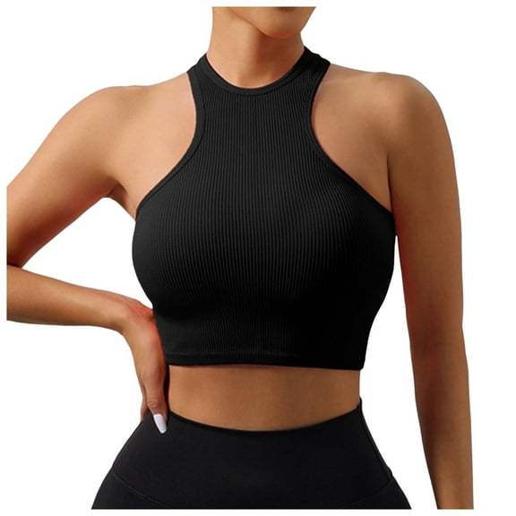 HOWPAY Full Coverage Bras for Women Push up No Underwire Wireless Supportive Stretch Sports Pullover Tank Tops Comfortable Soft T-Shirt Bra Black L
