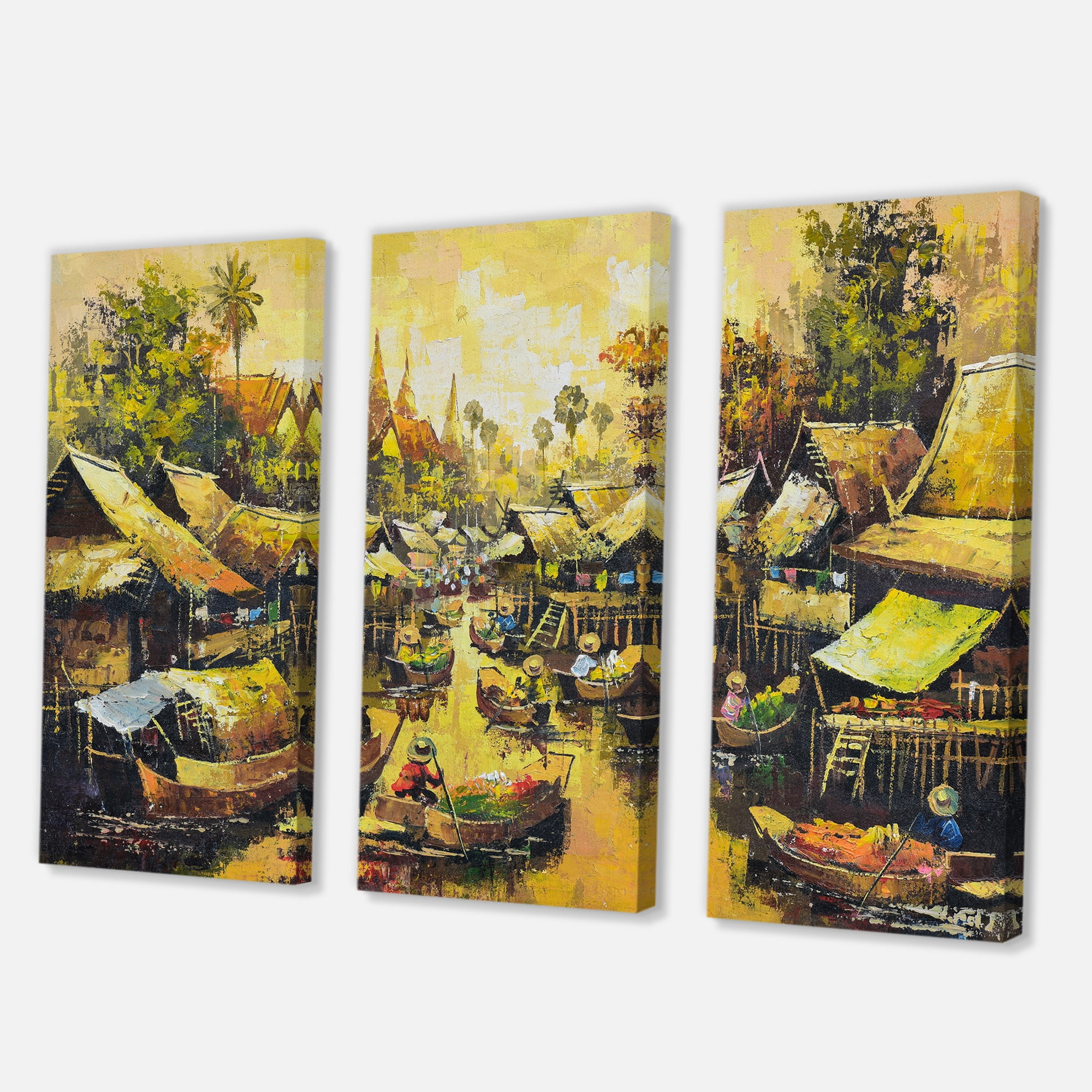Ancient Waterside Life II 28 in x 36 in Painting Canvas Art Print, by Designart