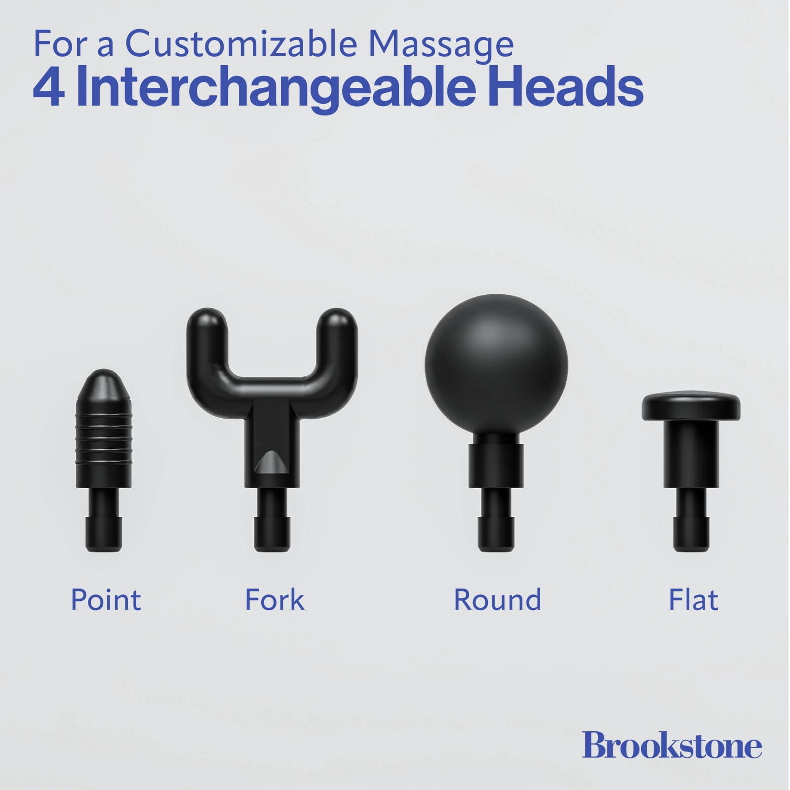 Brookstone Deep Tissue Massage Gun for Pain Relief & Muscle Recovery – 9-Speed Handheld Percussion Massager, 4 Heads, Type-C Rechargeable, Quiet, 3200 RPM, Shockproof Design