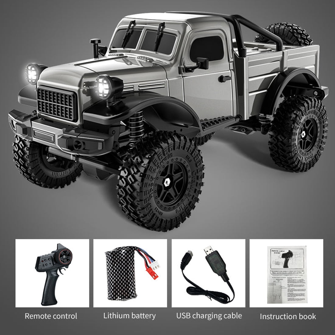 C8813 1/14 Scale 4WD Rock Crawler RC Truck, 2.4G Remote Control Off-Road Vehicle with High Torque Motor & LED Lights, 40+ Min Playtime, Waterproof ESC for Teens and Adults