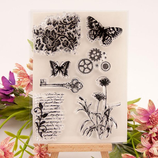 Sellos de flores de mariposa sellos transparentes para manualidades para hacer tarjetas de Scrapbooking Hugtrwg Para estrenar