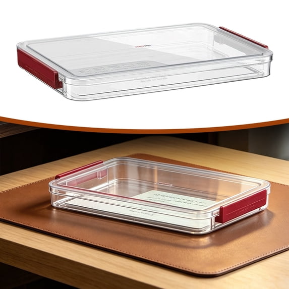 BIZHua Stackable Plastic Storage Tub, Latching Secure Lid, Clear Visible Body, Linens Craft Organizing
