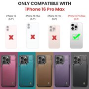 For iPhone 16 Pro Max Case with Card Holder, Wallet Case for Women Men with RFID Blocking, Durable Leather Kickstand Magnetic Clasp Shockproof for iPhone 16 Pro Max