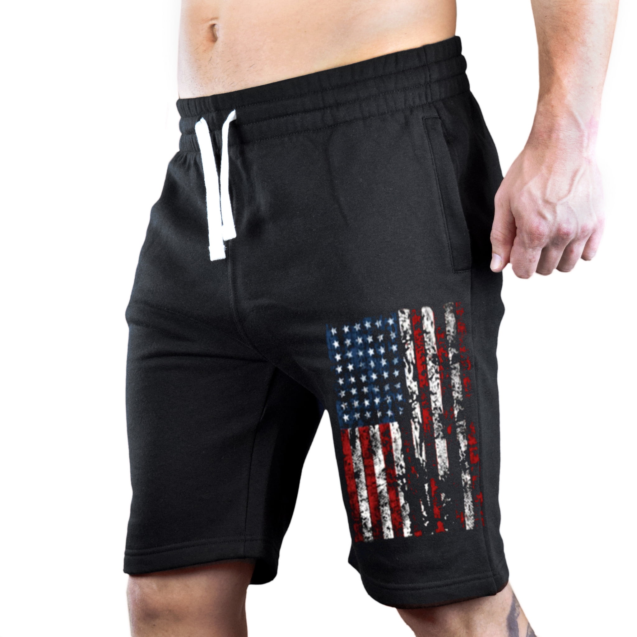 FEDULK Mens Sports Sweatpants Slim USA Flag Print Muscle Workout Trouser American Patriotic Active Pants 