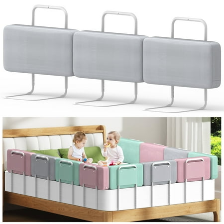 Huracan 23.6" Toddler Bed Rails Guard Foldable Portable Kids Bed Rail 5 Hole Height Adjustable Bed Rails for Toddlers, 1PC, Grey