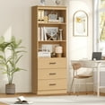 thumbnail image 4 of Homfa 71" Tall Bookcases with 3 Large Drawers, 3 Tier Wooden Storage Bookshelf for Living Room Home Office, Natural Color, 4 of 9