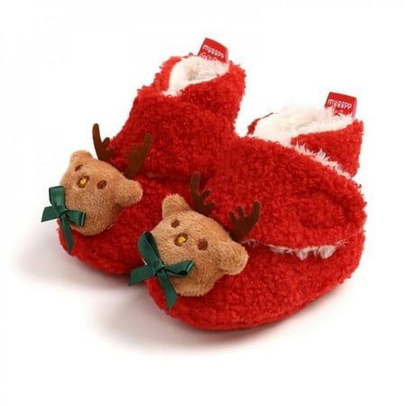 

Promotion!!!Christmas Newborn Kids First Walk Shoes Girl Boy Soft Anti-slip Shoes Xmas Deer Santa Claus Cute Kids Shoes Toddler Shoes