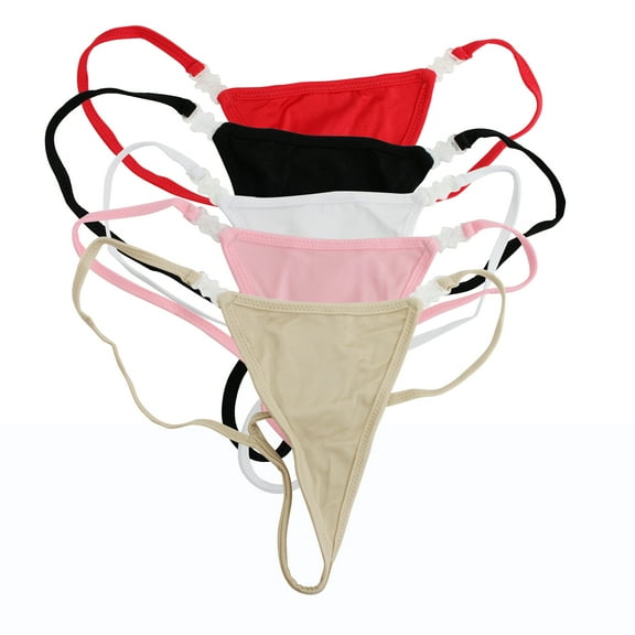 Flirtzy Mini Micro Stretchy Y Back G-String Thong with Breakaway Clasps, M/L, 5 Pack