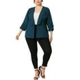 thumbnail image 2 of Agnes Orinda Women's Plus Size Blazers Lapel Collar Open Front 3/4 Sleeve Wear-to-Work Jackets 4X Peacock Blue, 2 of 6