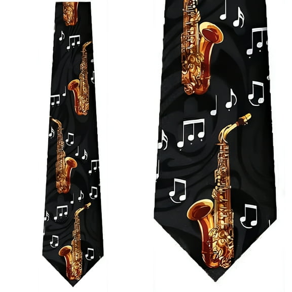Saxophone and Notes Necktie Mens Tie