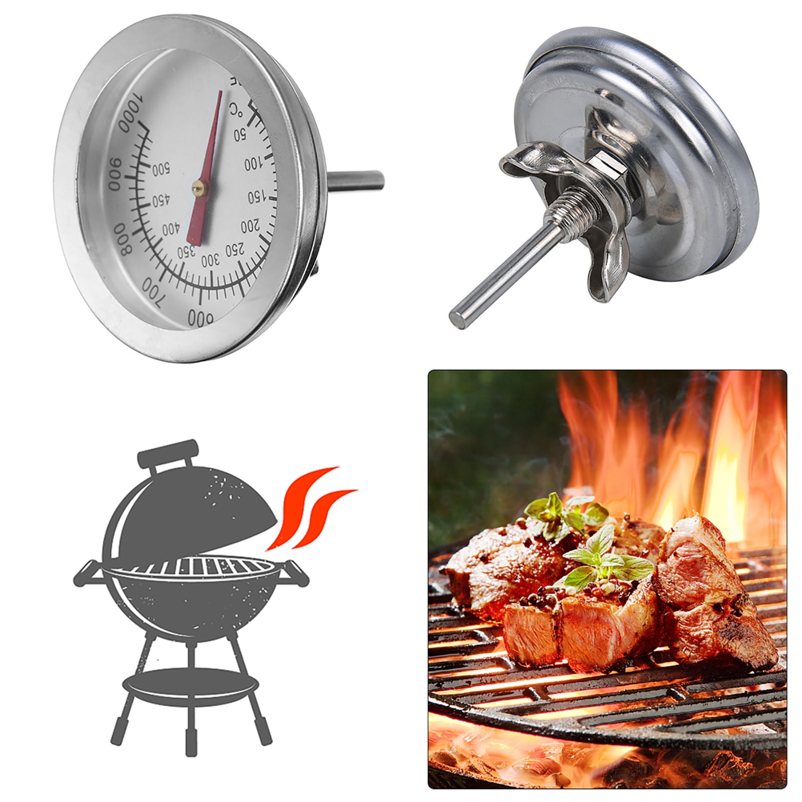 Foran dig Tag fat Sinis Outdoor BBQ Smoking Thermometer Temp Gauge Grill Smoker Pit Thermostat -  Walmart.com
