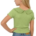 thumbnail image 3 of KyCheLot Girls' Summer T-Shirts Button Round Lapel Neck Solid Color Short Sleeve Tops Trendy Comfortable T-Shirts, 3 of 7