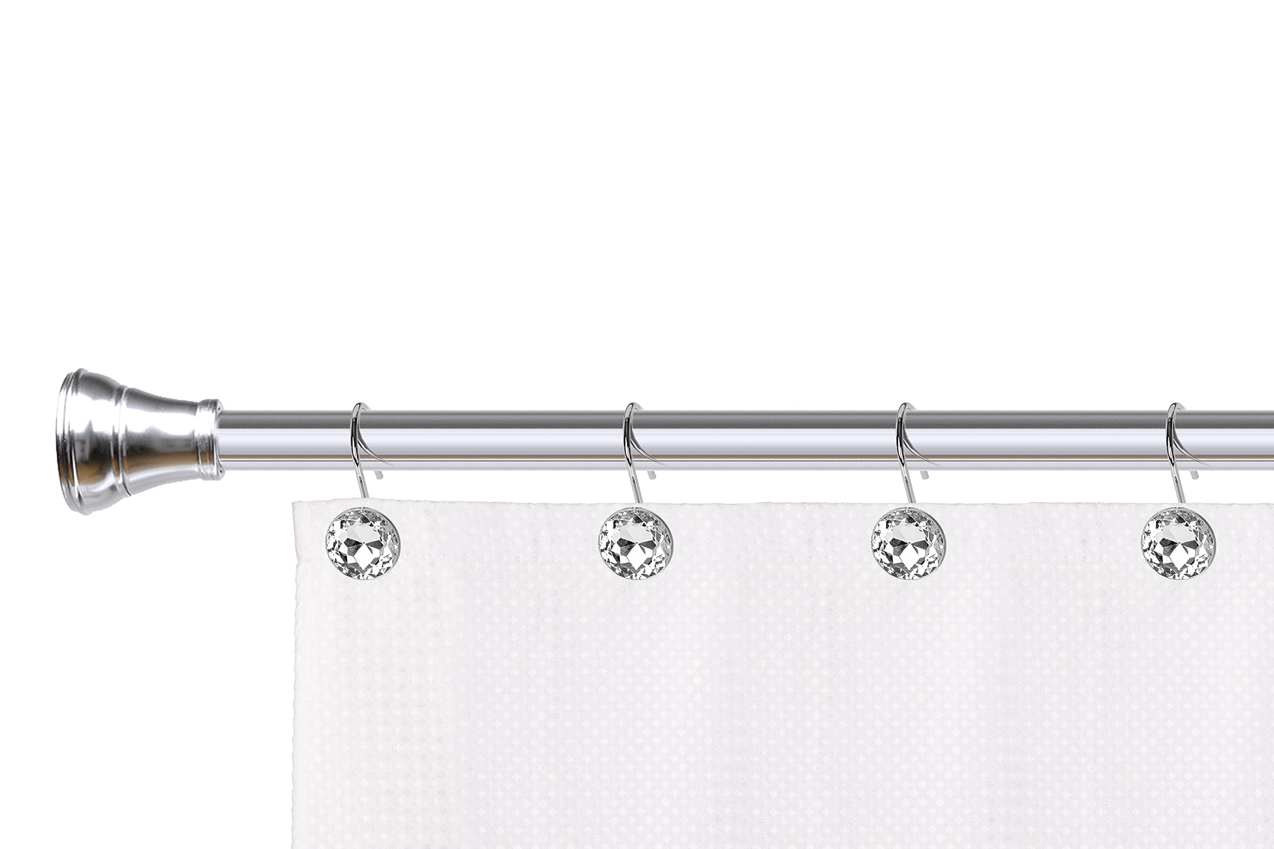 Utopia Alley Shower Hooks - Shower Curtain Rings for Bathroom - Rust Resistant Shower Curtain Hooks for Shower Curtain or Liner - Shower Curtain Rings with Crystal Design - Set of 12, Polished Chrome