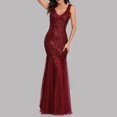thumbnail image 2 of IROINNID Women's Sheath Dress Sequins Slim Fit Evening Dress Solid Color Elastic Waist Dress, 2 of 7