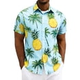 thumbnail image 3 of oelaio Hawaiian Shirt for Men Tropical Shirts Summer Beach Button Down Short Sleeve Shirt Aloha Floral Cruise Vacation Outfit Blue L, 3 of 8