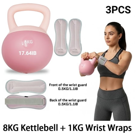 13.23-17.64LB Soft Kettlebell with Wrist Guard, Safe Strength Training Gear for Home Workout, Weight Loss and Body Toning for Men & Women