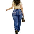 thumbnail image 3 of QERINTE Womens Plus Size bootcut Jeans High Waisted Stretchy Jeans Embroidered Curvy, 3 of 5