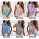 thumbnail image 3 of Blusa de mujer con pajarita, cuello con volantes, manga, camisa de puntos, tops casuales de verano s Abanopi Café/Medio, 3 of 7