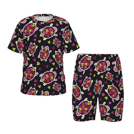 Luyuia Ladybug Print Girls  2-Piece Tie-Dye Pajama Set  Cute Summer Loungewear with Shirt and Tank Shorts Nightwear-3X-Large