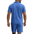 thumbnail image 5 of hotojiny Men's 2 Pieces Sets Tracksuit Summer Casual Outfits Short Sleeve Quarter Zip Shirt Breathable Beach Shorts Sweatsuit(Blue,X-Large), 5 of 5