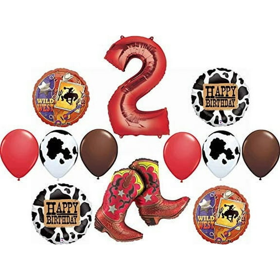 Western Party Supplies 2nd Birthday Cowboy Cowgirl Wild West Balloon Bouquet Decorations