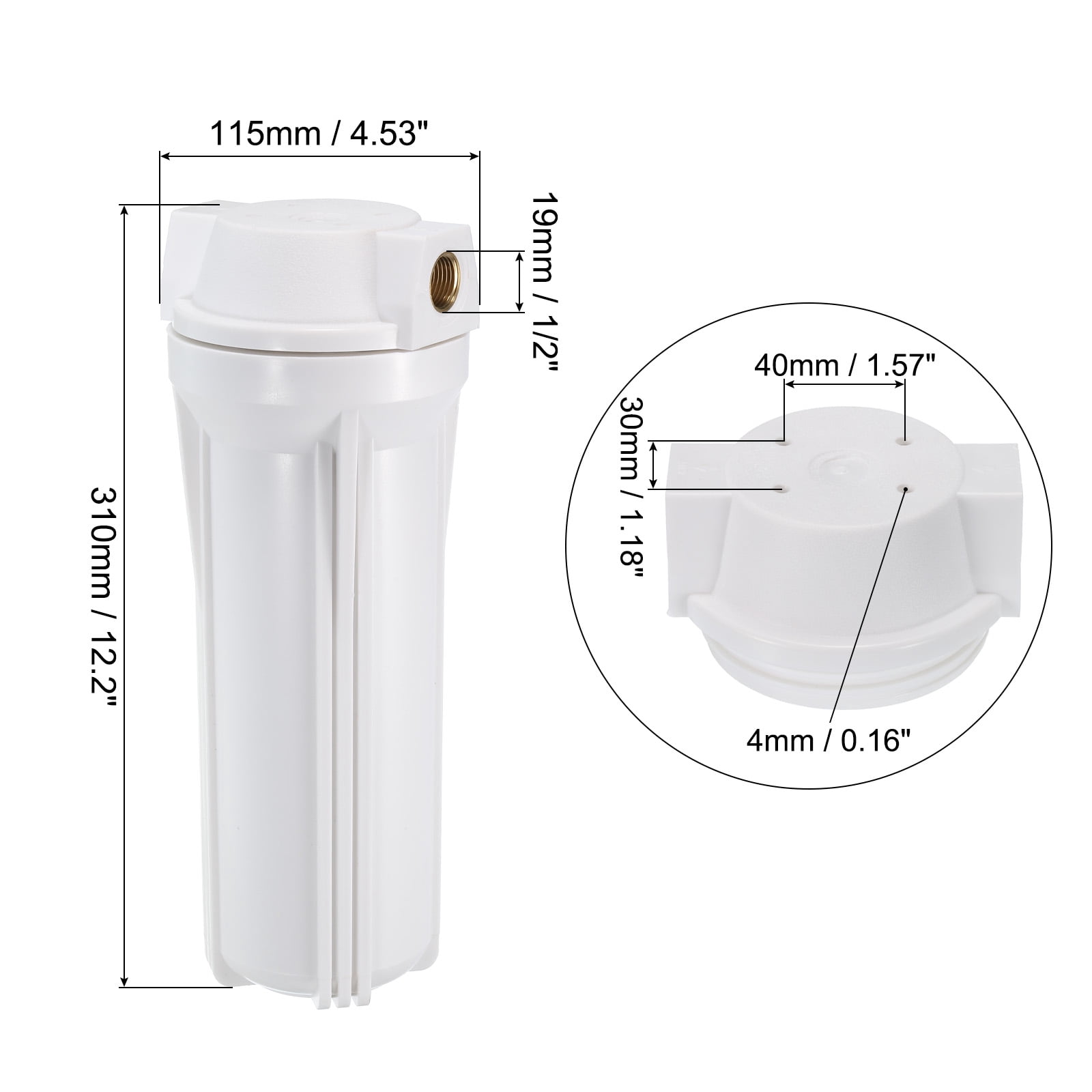 Uxcell Water Filter Housing 10" Whole House Filtration System 1/2 Inch Inlet/Outlet Golden Port for Kitchen