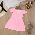 thumbnail image 2 of Toimothcn Children Girls Dresses Ruffled Sleeve Solid Color Pleated Dress Soft Breathable Summer Dresses Comfy Girls Sundress, 2 of 5