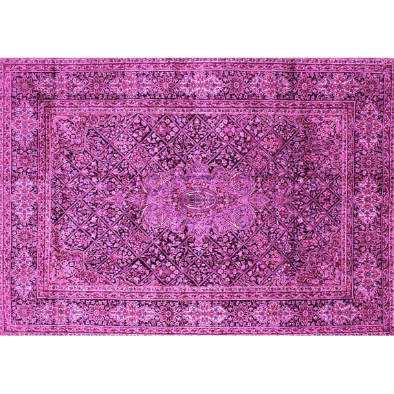 Ahgly Company Indoor Rectangle Medallion Pink Traditional Area Rugs, 7' x 10'