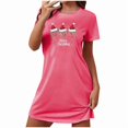 thumbnail image 4 of Sakmal Lounge Nightgowns for Women Lightweight Pink Playful Christmas Mumu Dress Crew Neck Short Merry Christma Print Short Sleeve Nightgowns S-2XL, 4 of 5