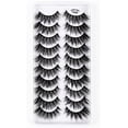 thumbnail image 1 of Kit de 10 pares de pestañas postizas, pestañas postizas 3D, pestañas largas naturales y esponjosas, pestañas postizas de banda suave reutilizables, extensión de pestañas de maquillaje negro de lujo, 1 of 5