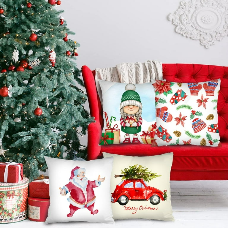 Red Christmas Pillow Covers Farmhouse Christmas Decorations - Temu