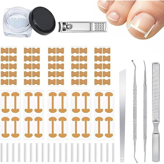 ZCProfessional Ingrown Toenail Corrector Kit, with Breathable Toe Nail Correction Strips and Curved Corrector Patch, Painless Ingrown Toenail Tool, Pedicure Tools Set for Women & Men