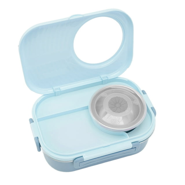 Fiambrera Bento, Compartimento De Acero Inoxidable De 1450 Ml, Recipientes Bento Con Forma De Cámara De Doble Capa Reutilizables Extraíbles Con Cuchara Para Picnic ANGGREK Azul claro