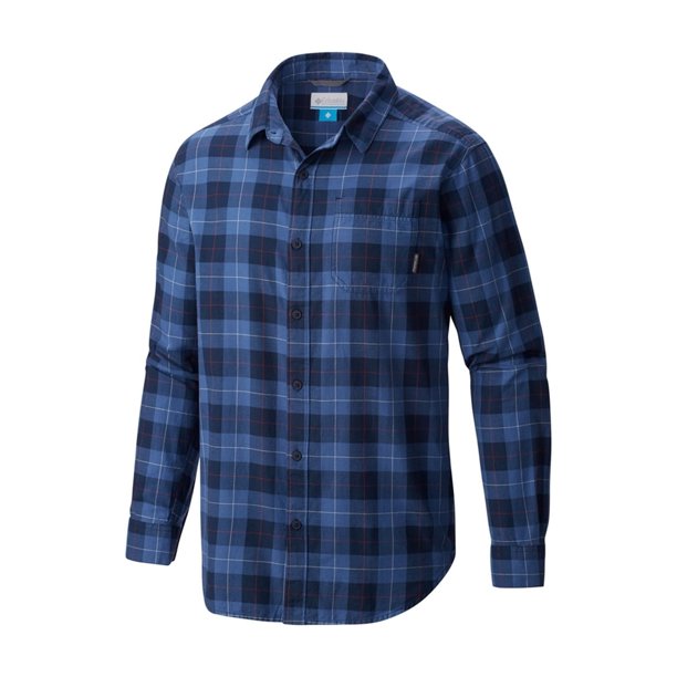 Columbia Vapor Ridge III - Camiseta con botones para hombre, color azul, pequeño Columbia Botones al frente