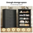 thumbnail image 5 of Farmhouse 5 Drawers Dresser,Wooden Tall Chest of Drawers with Thick Styling and Wide Drawer, Large Capacity Closet Storage Organizer, Black Dresser for Bedroom,Living Room,Hallway,Closet,Study Room, 5 of 12