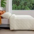 thumbnail image 3 of PlushHavenCloud Velvet Quilt Set King Size - Luxury Lightweight Velvet Bed Comforter & 2 Pillow Shams | Oversized Coverlet Bedspread 3 Piece | Oeko-TEX All Season Bedding White C84, 3 of 3