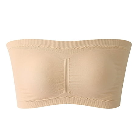 

Sehao Best Bras for Women Stretch Strapless 1 Piece Bra Summer Bandeau Bra Plus Size Strapless Bra Comfort Wireless Bra Padded Top Bra for Women Polyester