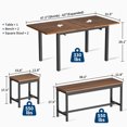 thumbnail image 2 of 5 PCs Dining Table Set for 6-8 People, 63 in Extendable Kitchen Table Set with 2 Benches and 2 Square Stools, Modern Dining Room Furniture Sets, Easy Assembly, 2 of 8