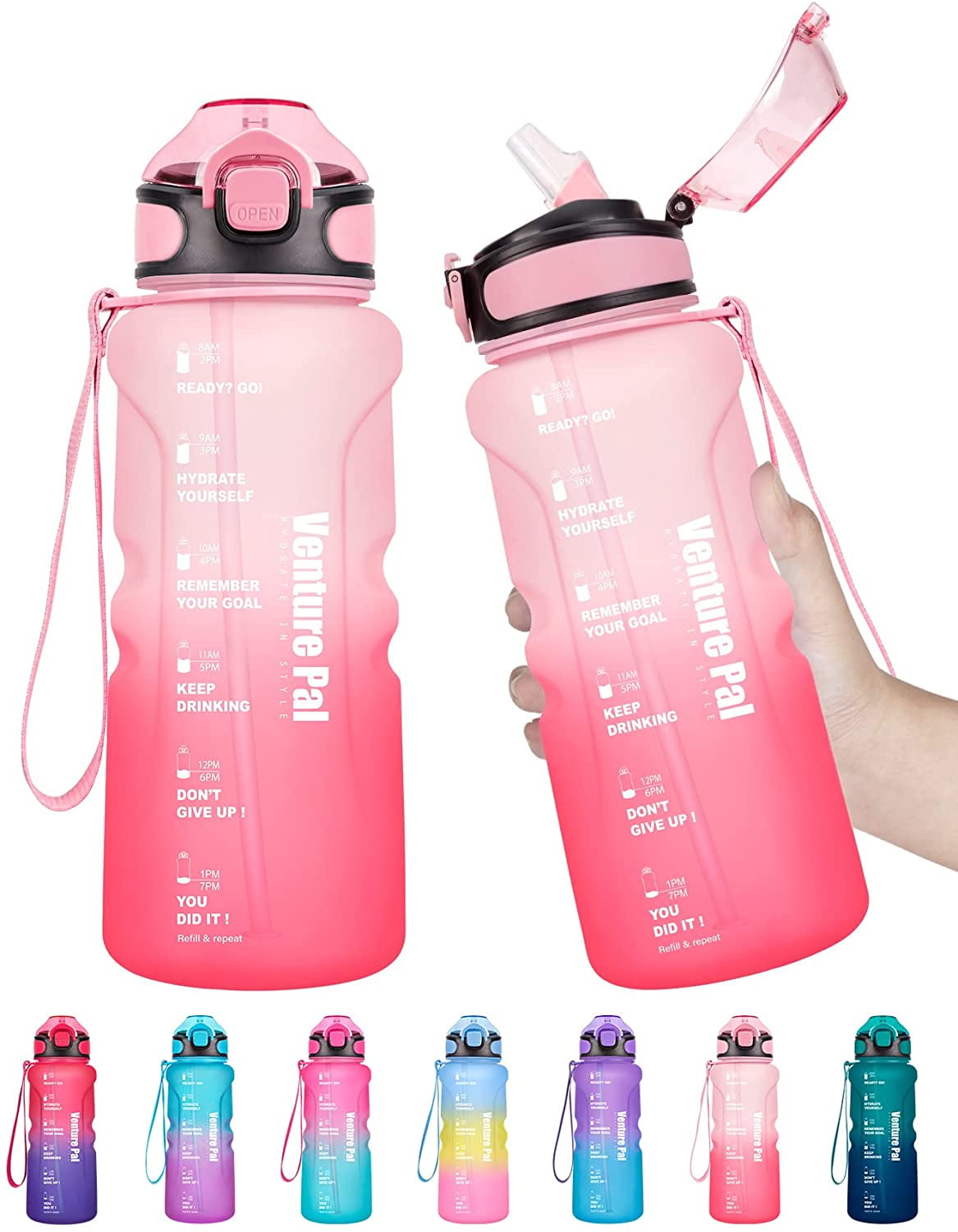 Venture Pal 32oz Motivational Water Bottle with Straw & Time Marker 