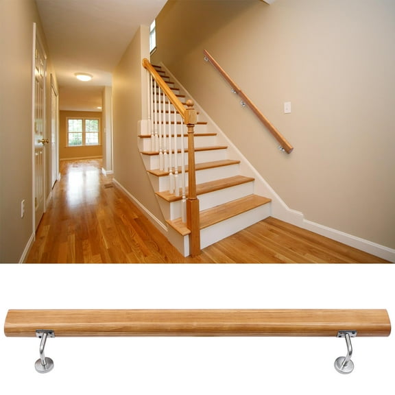 100*5*7.8cm Wall Mounted Stair Handrail Set Wood Color Stair Handrail for Steps Stair Railing Hand Rail Kit