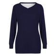 thumbnail image 4 of ibuvkizy Womens Tops Dressy Casual,Womens Long Sleeve Shirts,Oversized Tshirts Shirts for Women Solid Workout Sweatshirts Casual Basic Long Sleeve Shirt Classic V-Neck Tops Navy,L, 4 of 4