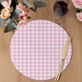 thumbnail image 3 of Pink Round 15 Inch Placemats Set of 2, Country French Rustic Buffalo Plaid Modern Art HeatResistant Non Slip Place Mats for Dining Table, Wipeable Braided Kitchen Table Mats for Housewarming, 3 of 9