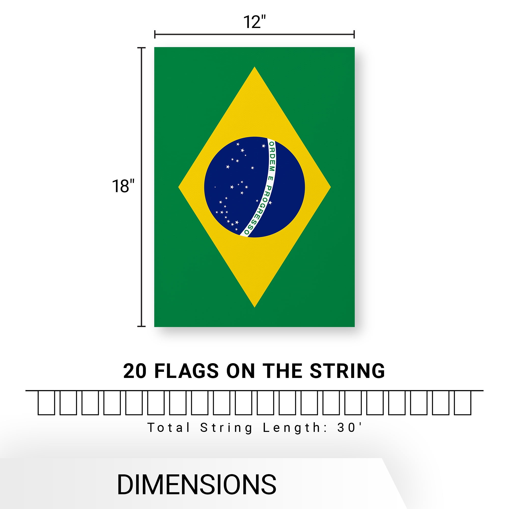G128 Latin America Countries Bunting Banner | 20 Country Flags, 12 x 18 Inch Pennants, 30 ft String | Printed 150D Polyester | Decorations for School, Festival, Sports Events, Celebrations