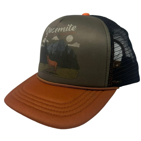 Yosemite National Park Men's Retro Vintage Foam Trucker Hat Cap in Tan
