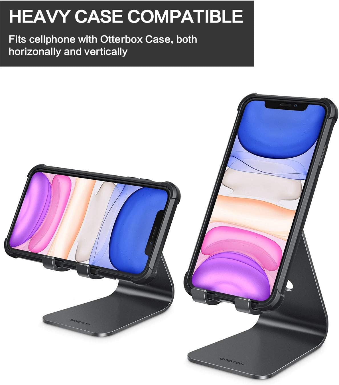 Upgraded Aluminum Cell Phone Stand for Desk, C1 Durable Cellphone Dock with Protective Pads, Smart Stand Designed for iPhone16, 15/14/13/12 Pro Max XR XS, iPad Mini, Android Phones,Rose Gold