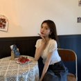 thumbnail image 3 of AYFFDIYI Lace Square Neck Short Sleeve Thin Knit Top, 3 of 8
