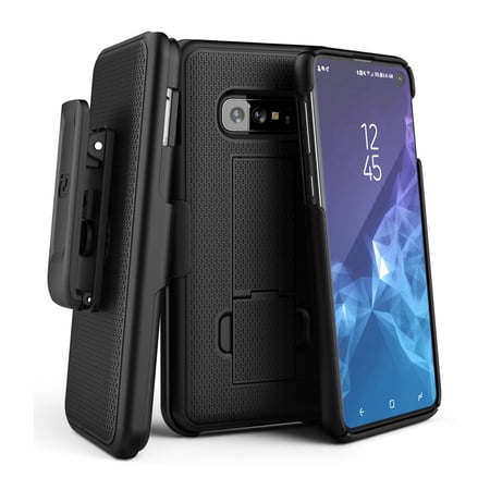 Encased Galaxy S10e Belt Clip Case (2019 DuraClip) Slim Grip Cover w/ Holder For Samsung Galaxy S10 E (Black)