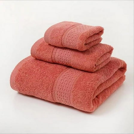 Namzi Cotton Bath Towel Set, 3 Pieces Red Soft Towels - Luxury Bath Hand Facecloth Set for Travel & Home