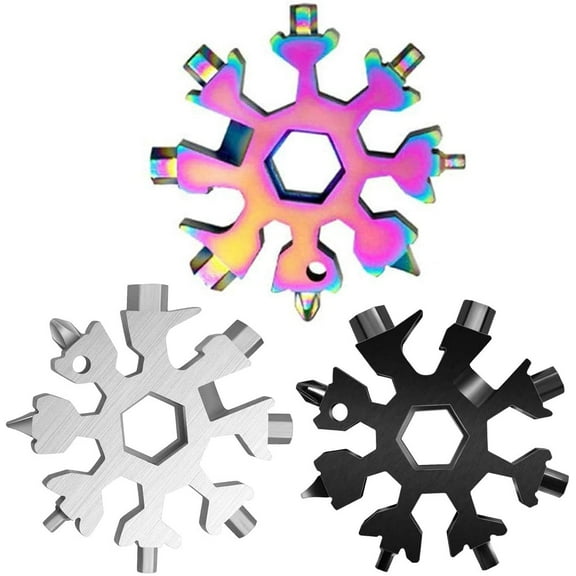 3 Pack 18 In 1 snowflake multitool,Stainless Steel Snowflakes MultiTool,Stainless Steel Snowflake Bottle Opener/Flat Phillips Screwdriver Kit/Wrench,Great Christmas gift