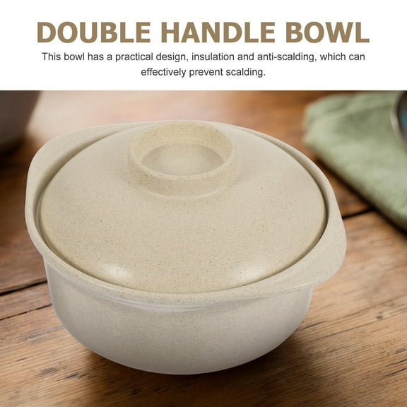 HONMEET 1Set Noodle Bowl Round Beige Rice Husk Wheat Fiber Insulation Easy to Clean For Families Outdoor Use